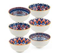 Goldmeet Ramen Lot de 6 bols à soupe, assiettes à salade, assiettes de service, pour pâtes, salade, fruits, bols multicolores, style bohème, saladiers, bols à pâtes, bols à soupe