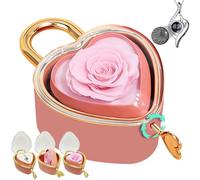 goldmiky Coffret Rose Eternelle avec Bijoux, Cadeau Fleur Rose Conservée à la Main (Boîte à bijoux avec serrure-rose)