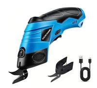 GoldOars Ciseaux Électriques, Cutter Universel pour Carton Rechargeable avec Batterie 4V 2600 mAh, 2 Têtes de Coupe pour Carton, Papier Cartonné, Tissu, Moquette, Cuir