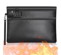 GoldOars Sacs à Documents 35 x 26mm Pochette Anti Feu avec Serrure à Combinaison Porte-Monnaie Ignifugé avec Deux Poches à Fermeture éclair pour Passeport Documents Billet Bijoux Argent