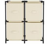 Goldonion Armoire 4 paniers en tissu crème 63 x 30 x 71 cm acier | Structure stable, design élégant, assemblage facile, capacité 20 kg, 100 % polyester