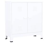 Goldonion Armoire industrielle blanche en acier 90 x 40 x 100 cm | 2 étagères réglables, porte-étiquettes, prises d'air, capacité 40 kg, anti-basculement