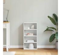 Goldonion Armoire latérale ODDA blanche 40 x 24 x 79 cm en bois massif de | 4 étagères ouvertes, plateau robuste, nettoyage facile, fixation murale incluse