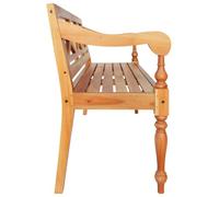 Goldonion Banc Batavia 123 cm en bois massif d'acajou marron clair | 3 places, accoudoirs incurvés, utilisation intérieure, facile à nettoyer, stable et durable