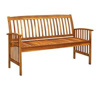 Goldonion Banc de jardin avec coussin 147 cm en bois massif d'acacia | Gris foncé, coussin inclus, résistant aux agents atmosphériques, pour patio et terrasse