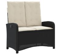 Goldonion Banc inclinable de jardin avec coussins, polyrotin noir | Dossier réglable, housses lavables, cadre en acier, capacité de 110 kg