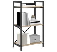 Goldonion Bibliothèque 3 étagères 56 x 34 x 96 cm chêne Sonoma bois | Design industriel loft, cadre en acier robuste, facile à nettoyer, pour le salon ou le bureau