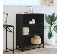Goldonion Bibliothèque 3 étagères 80,5 x 35 x 107,5 cm Noir aggloméré | Structure en métal, style industriel, plateau robuste, capacité de 80 kg, fixation murale incluse