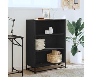 Goldonion Bibliothèque 3 étagères 80,5 x 35 x 107,5 cm Noir aggloméré | Structure en métal, style industriel, plateau robuste, capacité de 80 kg, fixation murale incluse