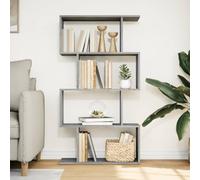 Goldonion Bibliothèque 4 étagères gris sonoma 70 x 24 x 129 cm aggloméré | Cloison de séparation multifonction, compartiments décalés, capacité 100 kg, nettoyage facile, fixation murale incluse