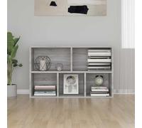 Goldonion Bibliothèque buffet gris sonoma 50 x 25 x 80 cm bois multicouche | 5 compartiments, grand espace de rangement, positionnable horizontalement, facile à nettoyer