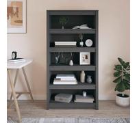 Goldonion Bibliothèque grise 80 x 35 x 154 cm en bois massif de pin | Étagères spacieuses pour chambre à coucher, bureau, montage facile
