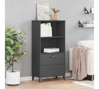 Goldonion Bibliothèque VIKEN gris anthracite 60 x 35 x 123 cm | Bois contreplaqué, 2 tiroirs et 2 compartiments ouverts, poignées en plastique, assemblage requis