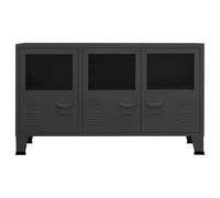 Goldonion Buffet anthracite 105 x 35 x 62 cm métal et verre | Design industriel, 1 étagère, poignée métallique, porte avec prises d'air, charge 40 kg