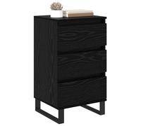Goldonion Buffet avec tiroir chêne noir bois multicouche | Pieds en métal verni, design minimaliste, grand espace, meuble de rangement pour salon