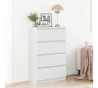 Goldonion Buffet blanc 60 x 35 x 98,5 cm en bois multicouche | 4 tiroirs spacieux, meuble de rangement pour salon, facile à nettoyer