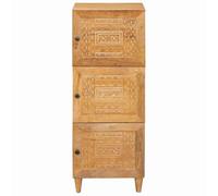 Goldonion Buffet en bois massif de mangue, marron clair, 40 x 33 x 110 cm | 3 étagères, assemblage simple, design multifonctionnel, pour salon ou salle à manger