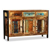 Goldonion Buffet en bois massif de récupération 120 x 35 x 76 cm | 3 tiroirs, 3 compartiments, fait à la main, style vintage, facile à assembler