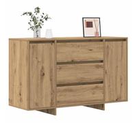 Goldonion Buffet en chêne artisanal, 120 x 41 x 75 cm, bois multicouche | Design contemporain, 3 tiroirs, 2 étagères, 2 portes, capacité 115 kg, assemblage facile