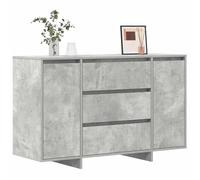 Goldonion Buffet gris ciment 120 x 41 x 75 cm bois multicouche | 3 tiroirs, 2 portes, design contemporain, assemblage simple, capacité 115 kg