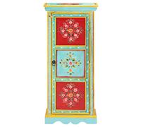 Goldonion Buffet haut peint à la main, 40 x 30 x 90 cm, multicolore | Bois de manguier massif, 3 étagères, aucun assemblage nécessaire, décoration élégante