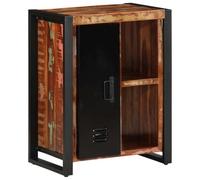 Goldonion Buffet multicolore 55 x 35 x 70 cm en bois massif recyclé | Portes pratiques, plateau d'exposition, fer, design classique, assemblage requis