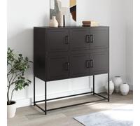 Goldonion Buffet noir 100,5 x 39 x 107 cm en acier | 6 portes, grand espace, nettoyage facile, fixation murale