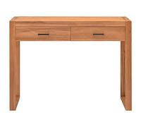 Goldonion Bureau avec 2 tiroirs 100 x 40 x 75 cm en bois de teck | Bois massif de teck, grain unique, console ou table d'ordinateur, stable et durable