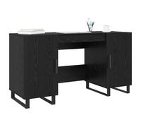 Goldonion Bureau chêne noir 140 x 50 x 75 cm bois multicouche | Style industriel, 2 étagères, 2 portes, grand espace de rangement, finition mate
