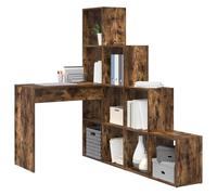 Goldonion Bureau d'angle chêne fumé 101,5 x 149,5 x 149,5 cm | Bois multicouche, avec étagères, configurable de 2 façons, fixation murale incluse, facile à nettoyer