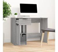 Goldonion Bureau gris sonoma 100 x 50 x 75 cm bois multicouche | Avec tiroir et compartiments, table d'ordinateur, design minimaliste, montage facile