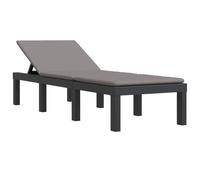 Goldonion Chaise longue anthracite en polypropylène avec coussin, 195 x 65 | 5 positions inclinables, 3 coussins inclus, 2 chaises et 1 table, 100 % polyester, charge maximale 110 kg