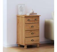 Goldonion Commode 5 tiroirs ASKIM marron 48,5 x 40 x 79 cm | Bois de pin massif, design minimaliste, poignées Bin Pull, montage facile, utilisation en intérieur