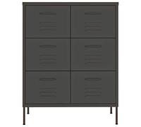Goldonion Commode anthracite 80 x 35 x 101,5 cm en acier | 6 tiroirs, guides à billes, capacité 120 kg, anti-basculement