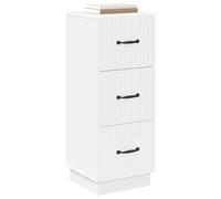 Goldonion Commode blanche 3 tiroirs 33 x 34,5 x 87 cm Bois | Design vintage, poignées en barre, facile à nettoyer, grand espace pour le salon