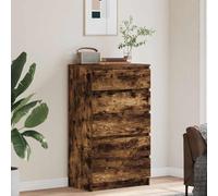 Goldonion Commode chêne fumé 60 x 36 x 103 cm Bois multicouche | 5 tiroirs, anti-basculement, facile à nettoyer, assemblage inclus