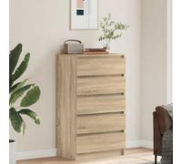 Goldonion Commode chêne Sonoma 60 x 36 x 103 cm Bois multicouche | 5 tiroirs larges, plateau robuste, facile à nettoyer, fixation murale incluse