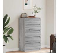 Goldonion Commode gris sonoma 60 x 36 x 103 cm en bois multicouche | 5 tiroirs larges, plateau robuste, facile à nettoyer, fixation murale incluse