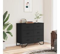Goldonion Commode noire 91 x 35,5 x 74,5 cm en aggloméré | 6 tiroirs, capacité 60 kg, plateau robuste, fixation murale incluse, pour chambre à coucher