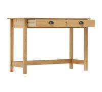 Goldonion Console Hill 2 tiroirs en pin massif 110 x 45 x 74 cm | Poignées en forme de coupe marron ambré, design compact pour couloir, salon ou salle à manger