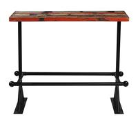 Goldonion Ensemble de bar 5 pièces en bois massif, table de récupération | Acier revêtu par pulvérisation, assise 74 cm du sol, repose-pieds, montage facile, 4 chaises incluses