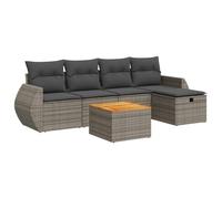 Goldonion Ensemble de canapé de jardin 6 pièces avec coussins gris en | Modulaire avec pouf, conteneur imperméable, housses lavables, pour patio et terrasse