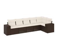 Goldonion Ensemble de canapé de jardin 6 pièces en polyrotin marron avec | Modulaire, résistant aux UV, revêtement lavable, charge 110 kg par siège