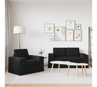 Goldonion Ensemble de canapés 2 pièces Noir 162 x 80 x 82 cm Tissu | Structure en métal, accoudoirs en bois, design modulaire, entretien facile