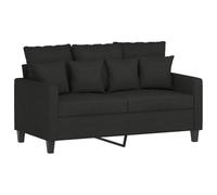 Goldonion Ensemble de canapés 2 pièces noir avec coussins, 2 places, 138 cm | Tissu 100 % polyester, cadre en métal, mousse, 8 grands coussins, 10 petits