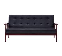 Goldonion Ensemble de canapés 3 pièces en similicuir noir | Cadre en bois massif, mousse confortable, 2 fauteuils + canapé 3 places