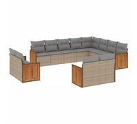 Goldonion Ensemble de canapés de jardin 12 pièces beige en polyrotin avec | Modulaire, résistant aux agents atmosphériques, housses lavables, pour terrasse et patio