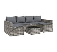 Goldonion Ensemble de canapés de jardin 2 pièces en polyrotin gris avec | Acier résistant, coussins anthracite, 6 coussins d'assise, 4 coussins, forme de U