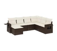 Goldonion Ensemble de canapés de jardin 7 pièces avec coussins marron en | Modulaire, tables basses pliantes, housses lavables, résistantes aux agents atmosphériques