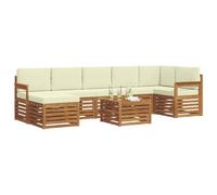 Goldonion Ensemble de canapés de jardin 8 pièces naturel crème | Avec coussin inclus, meuble d'extérieur, style pratique, ensemble complet